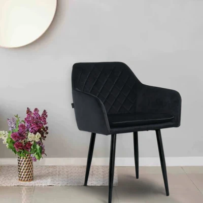 Afbeelding van Lina® Noble Eetkamerstoel Zwart Velvet