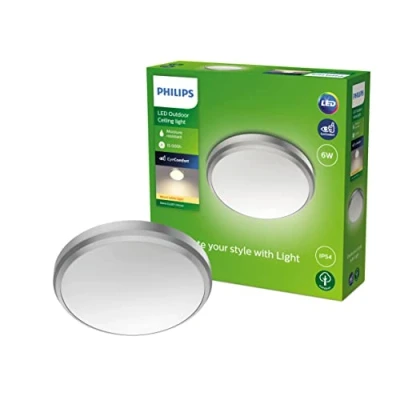 Afbeelding van Philips My Garden Doris LED plafondlamp, 6 W, warm wit licht, 2700 K, beschermingsklasse IP54, nikkel