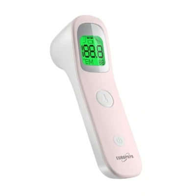 Afbeelding van EUROPAPA Koortsthermometer voor baby&#039;s, kinderen, volwassenen, infrarood voorhoofdthermometer met koortsalarm, C/F schakelaar, 30 keer meetgeheugen (roze)