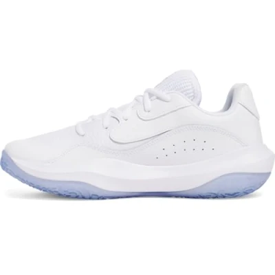 Afbeelding van Under Armour Lockdown 7 LOW Basketbalschoenen, Heren, Maat: 40.5, White/metallic silver Imitatieleer/ textiel