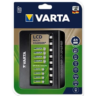 Image de VARTA Multi Charger, chargeur pour batteries rechargeables en AA/AAA / 9V, chargement à un seul emplacement, détection des cellules défectueuses, 8 emplacements de charge
