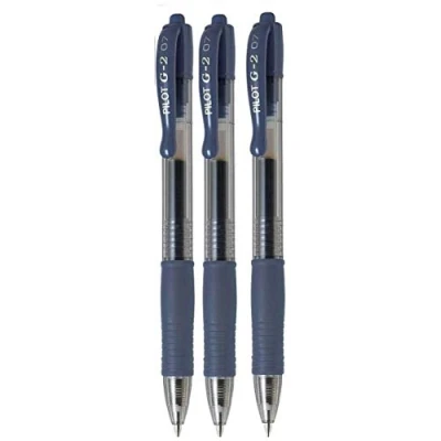 Afbeelding van Pilot G2 07 BL 7 Intrekbare gelrollerbalpen, 0,7 mm punt, lijnbreedte 0,39 mm, navulbaar, blauw/zwart, 3 stuks