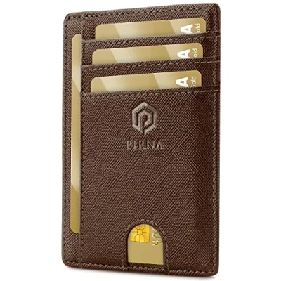 Afbeelding van PIRNA Slanke portemonnee voor heren, minimalistische creditcardhouder met RFID blokkering, lichtgewicht geschenkdoos