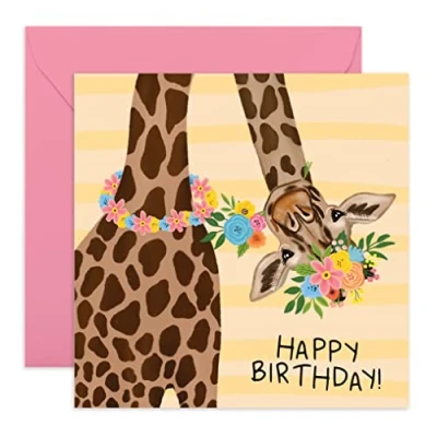 Afbeelding van Central 23 verjaardagskaart voor haar, giraffe zus, moeder, tante, &quot;schattige bloemengiraffe&quot; cadeaus vrouwen geleverd met grappige stickers