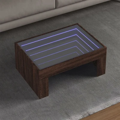 Afbeelding van Salontafel met Infinity LED 70x50x30 cm bruin eikenkleurig