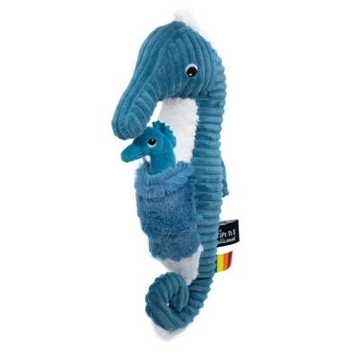 Afbeelding van Les Déglingos Ptipotos by Pluche dier Papadou de zeepaardje, blauw, origineel knuffeldier, ideaal knuffeldier vanaf geboorte, cadeau idee voor zacht pluche, blauw