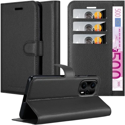 Afbeelding van Cadorabo Hoesje geschikt voor Xiaomi Poco F5 in PHANTOM ZWART Beschermhoes met magnetische sluiting, standfunctie en kaartvakje Book Case Cover Etui