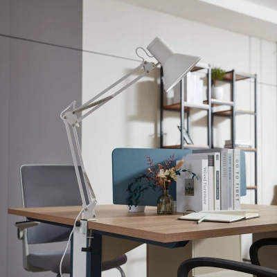 Afbeelding van Lindby Klemlamp met dimmer 1licht Metaal, kunststof H: 70 cm wit Inclusief lichtbron