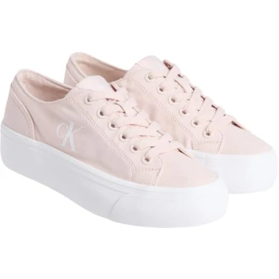 Afbeelding van Calvin Klein Jeans Flatform Sneakers laag, Dames, Maat: 38, Silver peony/bright white Textiel