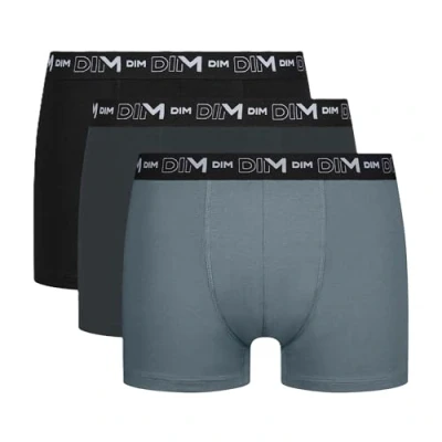 Afbeelding van DIM Katoenen stretch, ademend, optimale grip, X3, boxershorts voor heren (3 stuks), Zwart/Graniet Grijs/Muisgrijs