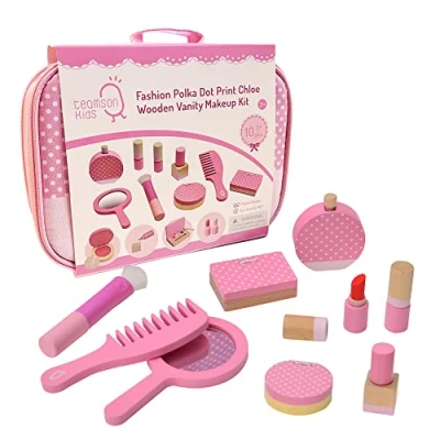 Afbeelding van Teamson Kids Kaptafel Accessoires Voor Kinder Kinderspeelgoed Rollenspel Speelgoed Roze/Polka Dot