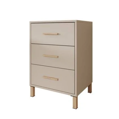 Afbeelding van Meubella Nachtkastje Bahia Beige 48 cm 3 lades
