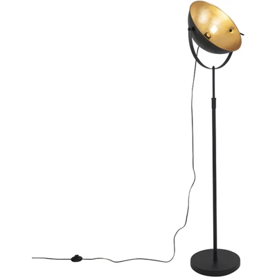 Afbeelding van QAZQA Vloerlamp zwart met goud 35 cm verstelbaar Magnax