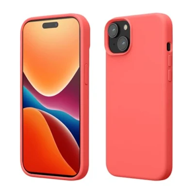 Afbeelding van kwmobile Case voor iPhone 15 Plus Slank TPU Hoesje met Zachte Afwerking In neon koraal