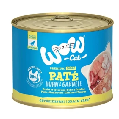 Afbeelding van WOW CAT JUNIOR blik 6x200g Kip &amp; Garnalen