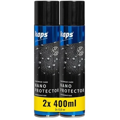 Afbeelding van Kaps Nano Protector impregneerspray voor schoenen, 2 x 400 ml, bescherming tegen vocht en vuil, geschikt leer, nubuck, suède textiel, neutraal,