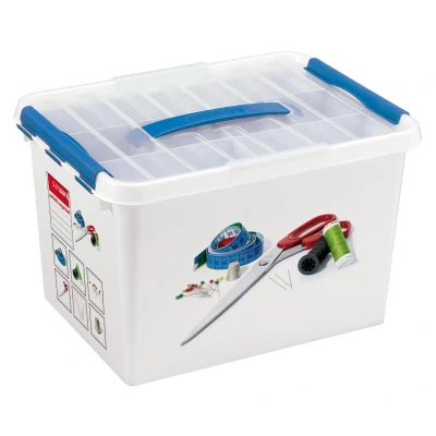Afbeelding van Sunware Q line naaidoos met inzet 22L wit blauw 40 x 30 26 cm