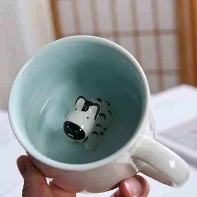 Afbeelding van Zebra Mok, zoete koffiemok, keramiek, theemok met lepel en onderzetter, 350 ml, groot, 3D grappige kop, espressokopjes, koffiekop, cappuccinokop, schattig cadeau