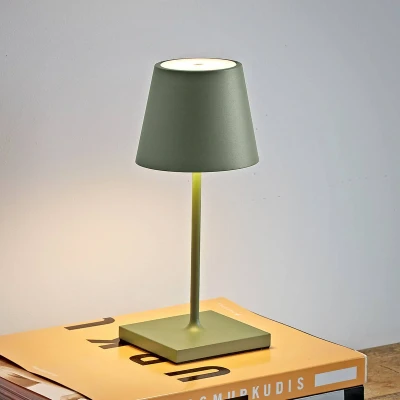 Afbeelding van Nuindie mini LED oplaadbare tafellamp, USB C, saliegroen, dimbaar