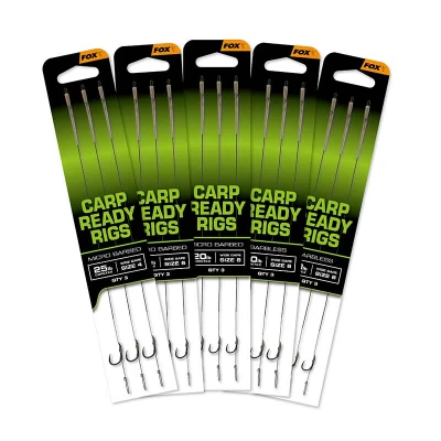 Image de Fox Carp Ready Rigs Wide Gape Sans ardillon 6 (20lb) 20cm (3 pcs) Bas de ligne carpe