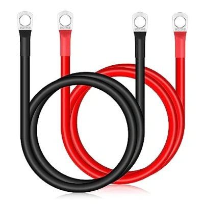 Afbeelding van Bohaner Set van 2 accukabels 70 cm 12 V 5 AWG 16 mm² met ringkabelklem M8 voor vrachtwagen, motorfiets, zonne energie, caravan, boot (SC16 8)