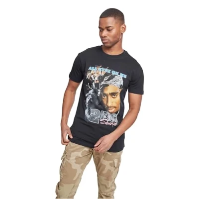 Afbeelding van Mister Tee Tupac Retro Heren T shirt L Zwart