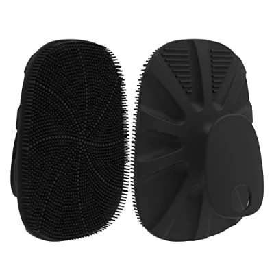 Afbeelding van HieerBus Siliconen badborstel voor het voeden, reinigen en exfoliëren van vrouwen mannen (zwart)