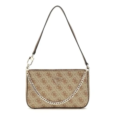 Afbeelding van GUESS schoudertas Noelle II Mini Top Zip Shoulder Bag Latte Logo / Brown Lichtbruin