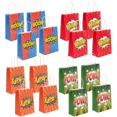 Afbeelding van THE TWIDDLERS 12 Superhero Cadeauzakjes voor Jongens en Meisjes (21cm) Uitdeelzakjes, Snoepzakjes kinderverjaardag, Speelgoed, Traktaties, Uitdeelcadeautjes, Weggeef Cadeautjes