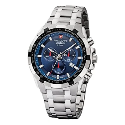 Afbeelding van Swiss Alpine Military by Grovana 7043 Chronograaf kwarts, 10 ATM, gemaakt in Zwitserland, Blauw