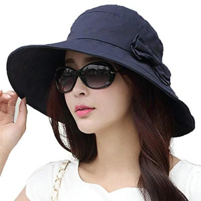 Afbeelding van Comhats Waterdichte vissershoed, uniseks, voor wandelen, golf, safari, regenhoed dames, zonnehoed, UPF 50+ verstelbaar, opvouwbaar, winddicht, 69038_Blauw Zwart