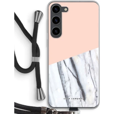 Afbeelding van Case Company® hoesje met Koord geschikt voor Samsung Galaxy S23 Plus A touch of peach Telefoonhoesje Zwart Bescherming aan alle Kanten en Over de Schermrand