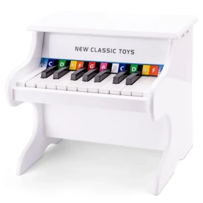 Afbeelding van New Classic Toys Houten Speelgoed Piano Wit Inclusief Muziekboekje