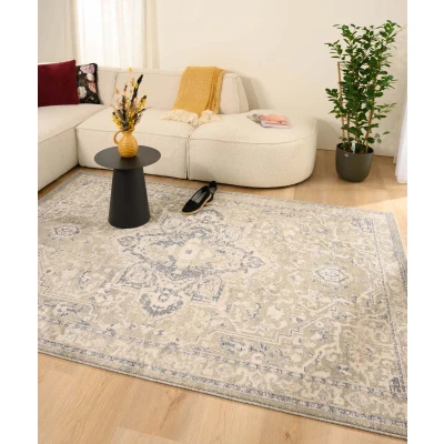 Afbeelding van Vintage Tapijt/Vloerkleed Classic Bernard Groen/ivoor 160x230 Cm