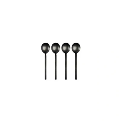 Afbeelding van Leeff Lepeltjes Charlot, Set Van 4 Zwart Rvs 15,5 X 16 2,5 Cm