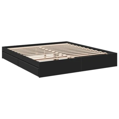 Afbeelding van vidaXL Bedframe met lades bewerkt hout zwart 180x200 cm