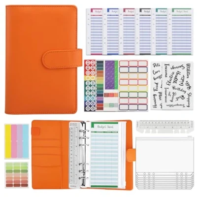Afbeelding van Classeur à Anneaux A6 30 Pièces Money Binder avec Enveloppes Glissière et Étiquettes Idéal pour Enveloppe Budget Français Organiser le Travail la Maison (Gris)