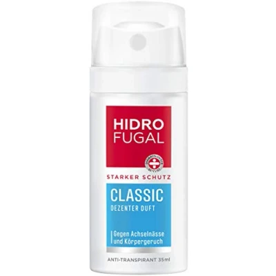 Afbeelding van Hidrofugal Classic Spray Mini (35 ml), sterke anti transpirant bescherming met subtiele geur, kleine deodorantspray voor betrouwbare zonder ethylalcohol.