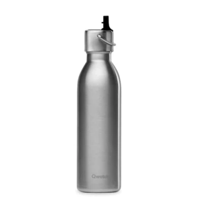 Afbeelding van Qwetch Bouteille Isotherme Active Inox Brossé 600ml Gourde avec Bouchon Sport 24h Froid et 12h Chaud Etanche, Sans BPA &amp; Compacte