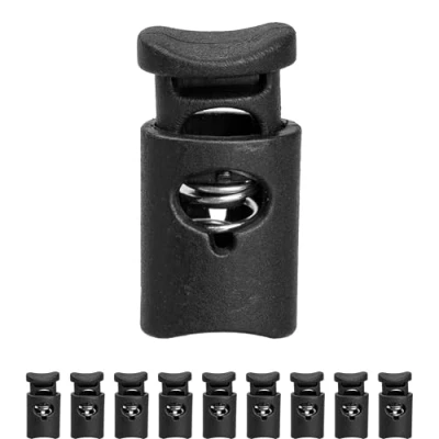 Afbeelding van 10 stuks 1 gaats koordstopper Zwart Voor koorden tot 7 mm diameter jassen, kleding, rugzak, rubberen koord Snelsluiting Glijbaan Tanka