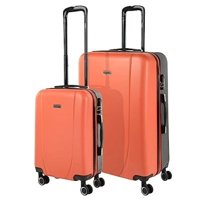 Afbeelding van ITACA Koffers. Set van stevige koffer met 4 wielen grote koffer, vliegtuig, bagage voor op reis. reiskoffer. Combinatieslot 71116, Koraal antraciet, Basic
