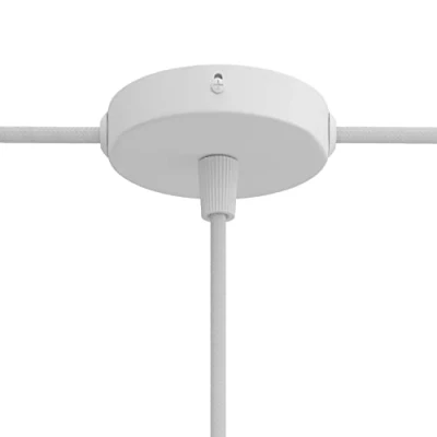 Afbeelding van creative cables Mini rozet van metaal, cilindrisch, met 1 middengat en 2 zijgaten, conisch, mat wit