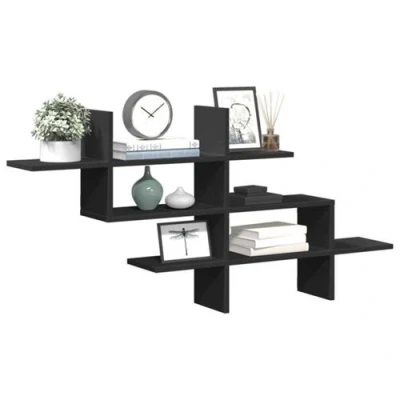 Image de vidaXL Étagère murale noir 124,5x18x60,5 cm bois d&#039;ingénierie
