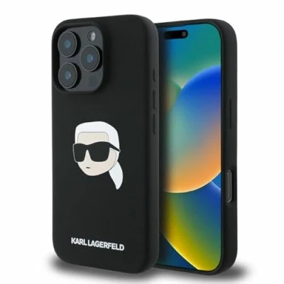 Afbeelding van Karl Lagerfeld Backcase hoesje geschikt voor iPhone 16 Pro Max Effen Zwart Silicone