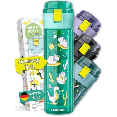 Afbeelding van Bearfoot Kinderdrinkfles, 500ml, licht Dinos mint