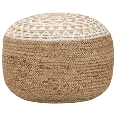 Image de vidaXL Pouf fait à la main Blanc 45x30 cm Jute 248085