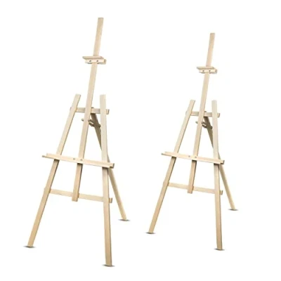 Afbeelding van 2x Schildersezel Set 178cm Stabiel beukenhout voor kinderen of volwassenen professionele kunstenaars