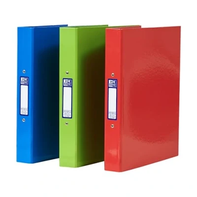 Image de Elba Lot de 3 classeurs à 2 anneaux ronds A4 Rouge/vert/bleu