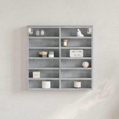 Afbeelding van Vitrinekast 60x8,5x58 cm bewerkt hout betongrijs