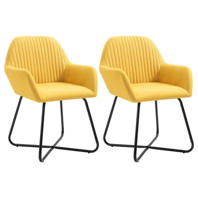 Afbeelding van Eetkamerstoelen 2 st stof geel